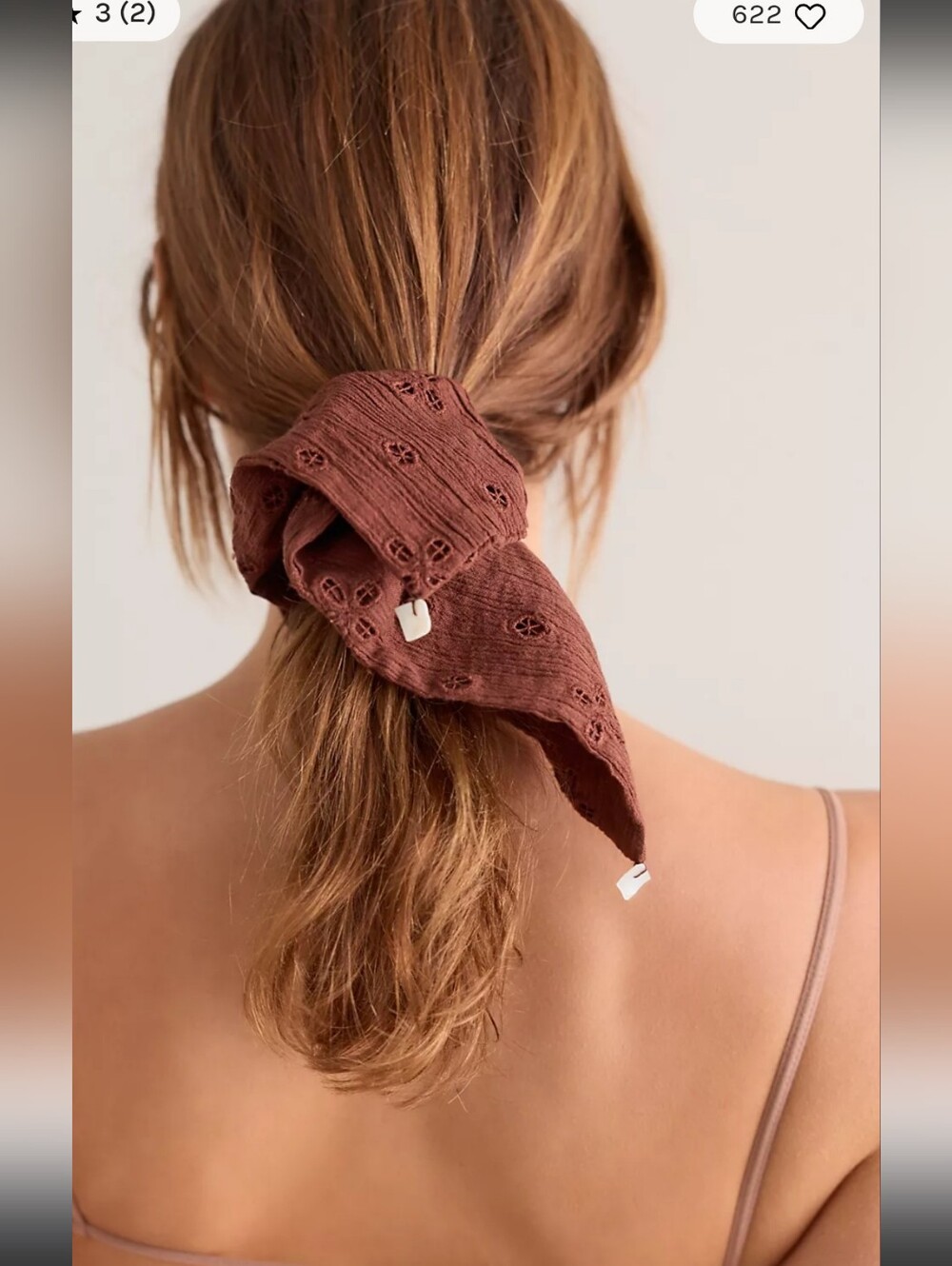 NWT! Free People, Atalia Square Scrunchie, Brown, MSRP $25